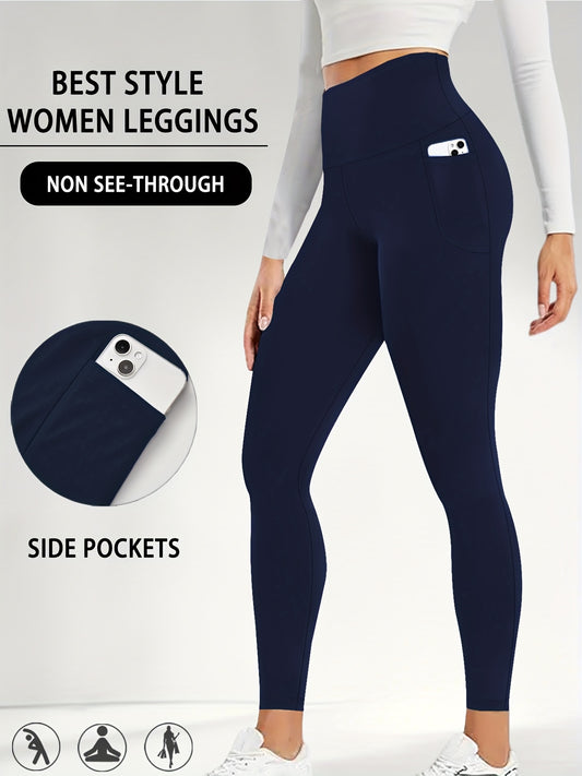 Women's High Waisted Super Soft Yoga Leggings with Pockets - Tummy Control, Stretchy Workout & Running Pants, Light Pink, Machine Washable, All-Season Comfort
