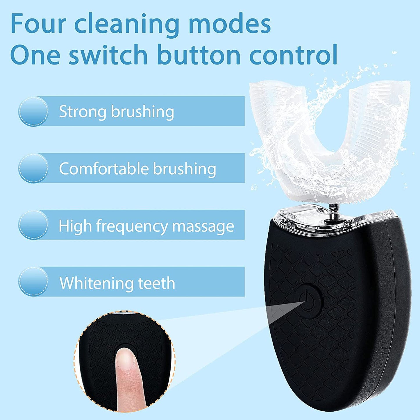 Electric Soundwave technology U-Shaped Toothbrush with LED Light - 360° Mouth Cleansing, 3 Whitening Modes, Rechargeable & Washable for Travel and Home Use, EAFC