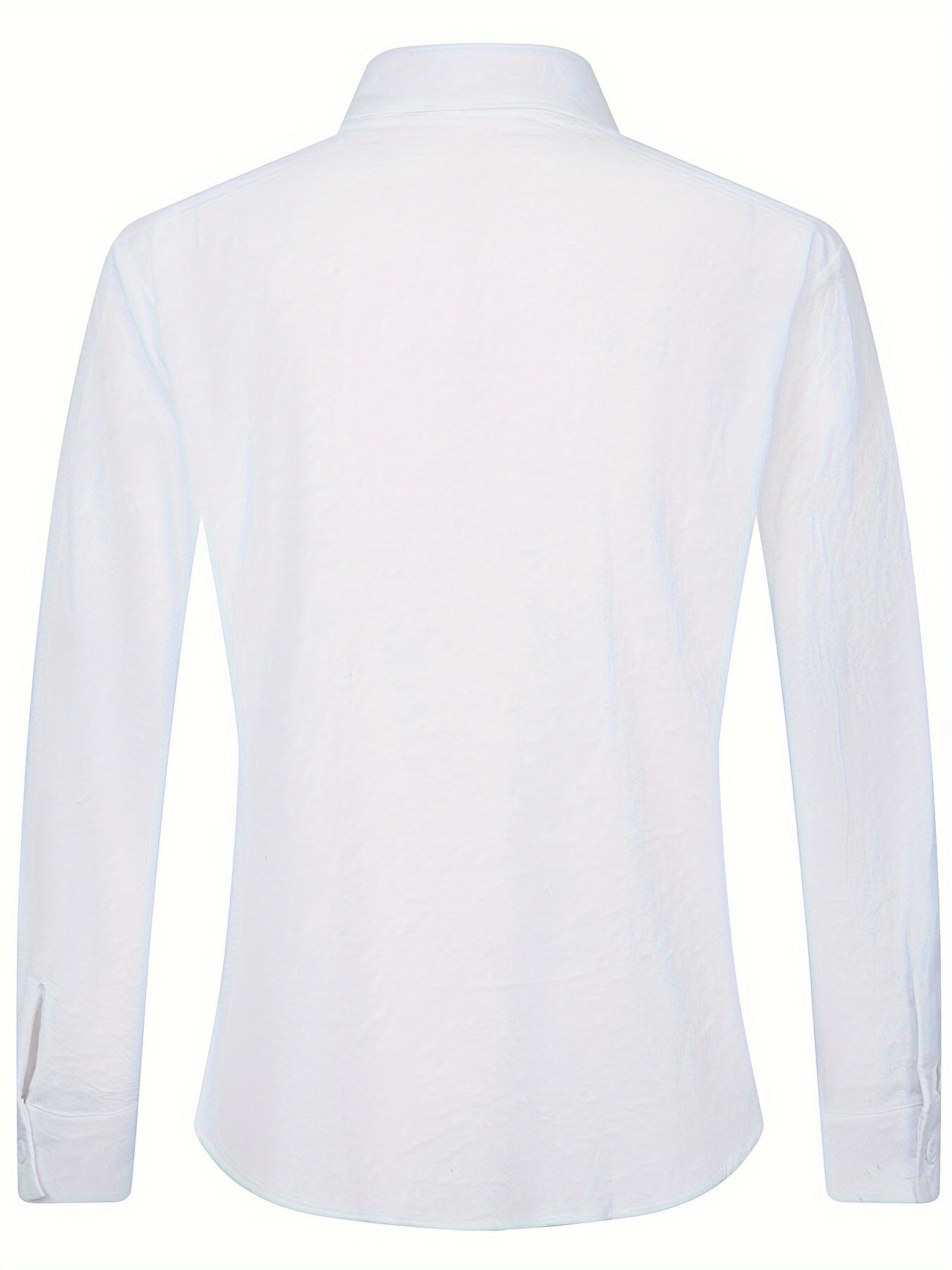 Solid Color Men's Cotton Long Sleeve Button Up Shirt, Men's Spring Fall Lapel Top