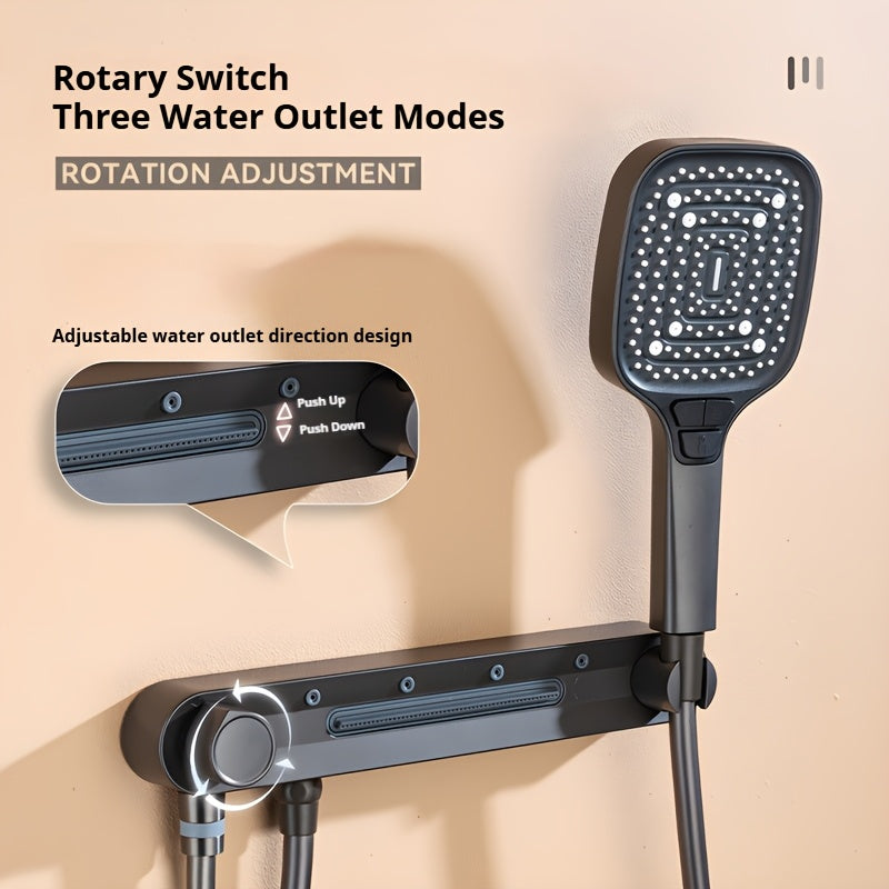 Wall-Mounted Shower Head with Adjustable Arm - No Electricity Needed, Easy Installation, Heavy-Duty Copper Construction for Modern Bathroom Upgrade - Ideal for Bath or Shower