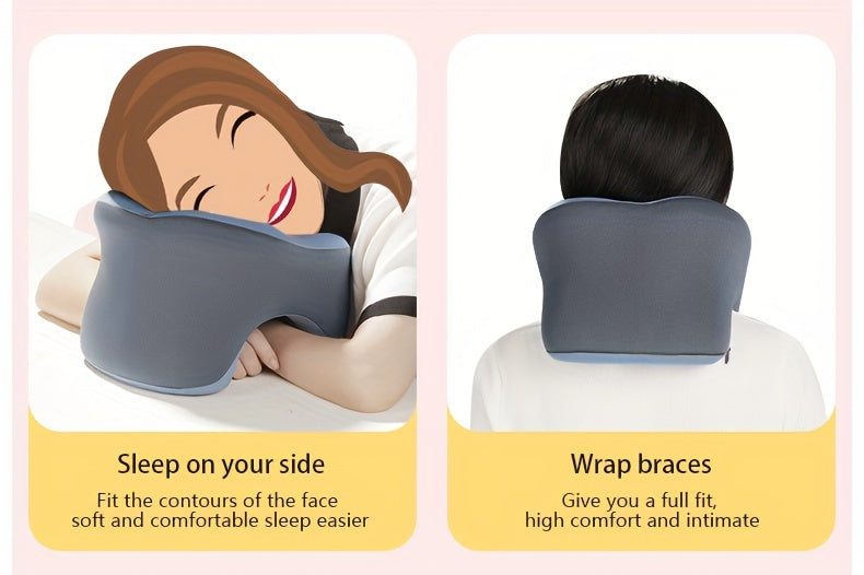 1pc Ergonomic U-Shaped Nap Pillow –, Portable & Machine Washable, Comfortable for Office, Student, and Travel Use, Available in Blue, Gray, Pink