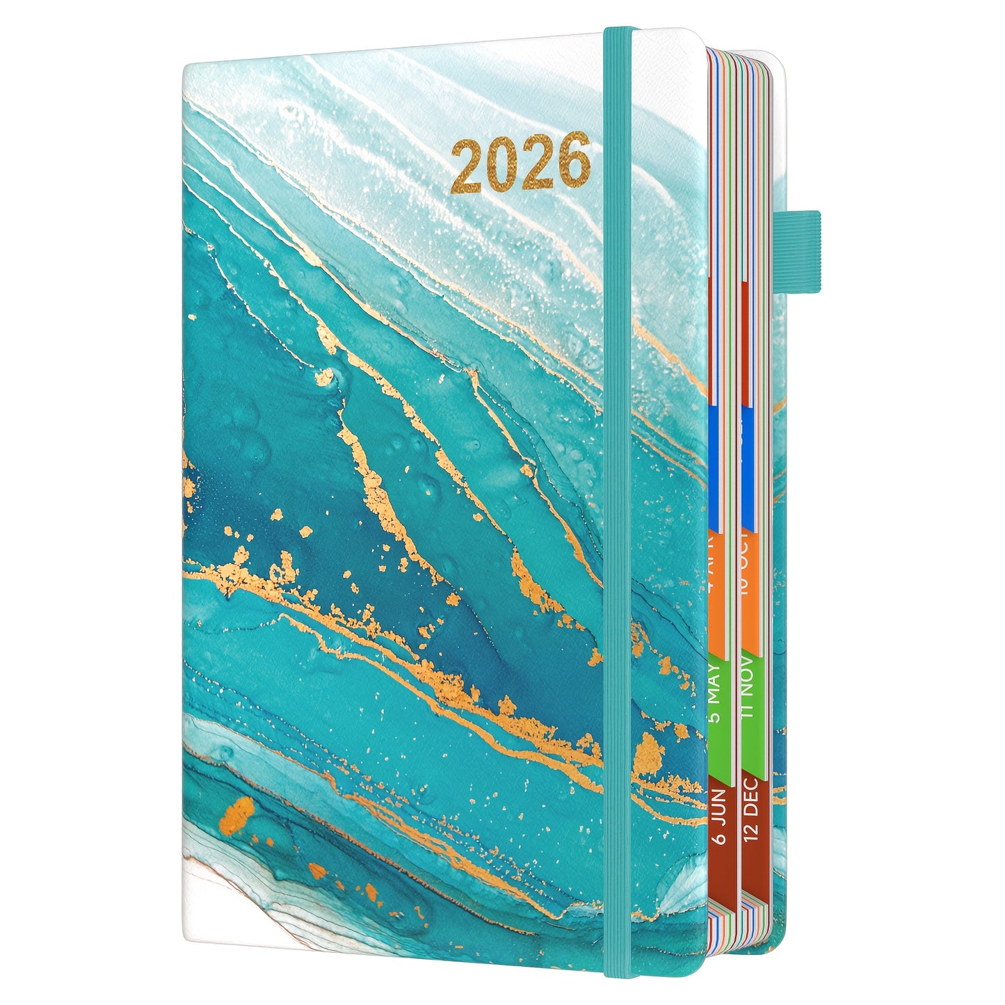 1pc Dzhzal Elegant Floral - Planner with Monthly View, Daily Organizer, Banded Elastic Closure, Pen Loop, Inner Pocket - Compact A5 Notebook (14.48x21.08cm) for Professionals, Students, Personal & Office Use - Perfect Gift Id