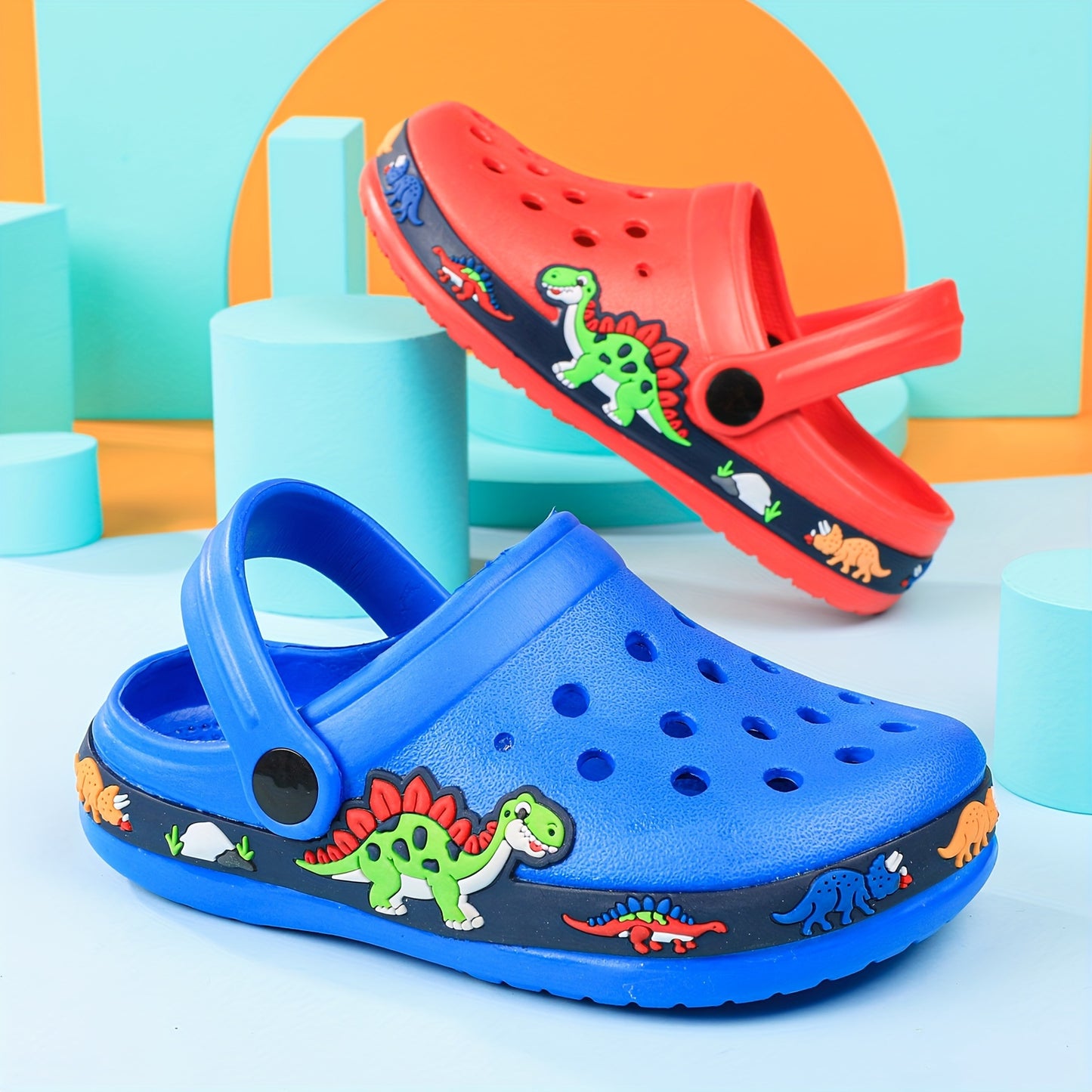 Toddler Girls Cute Cartoon Print Closed Toe Slip On Platform Clogs, Children's Casual Outdoor Anti-skid Hollow Out Sandals Beach Garden Shoes