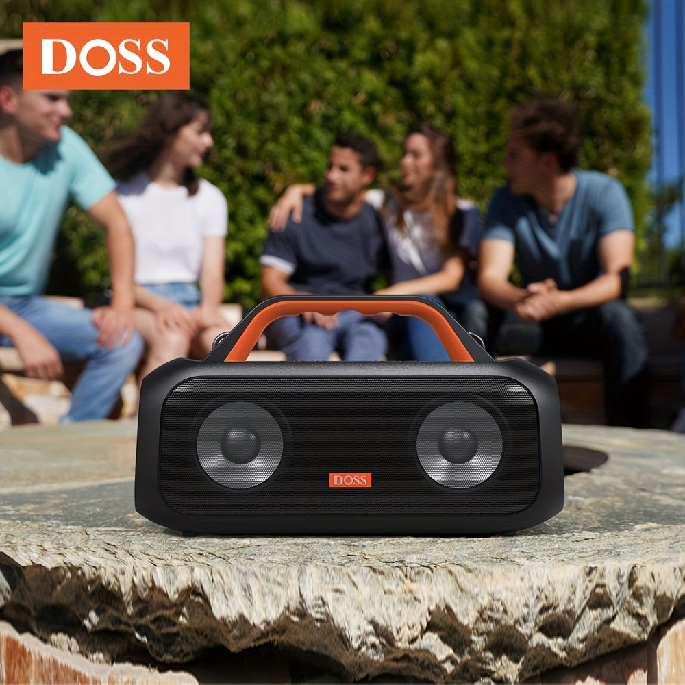 DOSS Extreme Boom S Portable Speaker, Wireless 5.3 with 60W Stereo Sound, Rich Bass, IPX6, 25H Playback Time, TWS, LED Lights, Suitable for Camping, Beach, Pool Outdoor Speakers - 507S