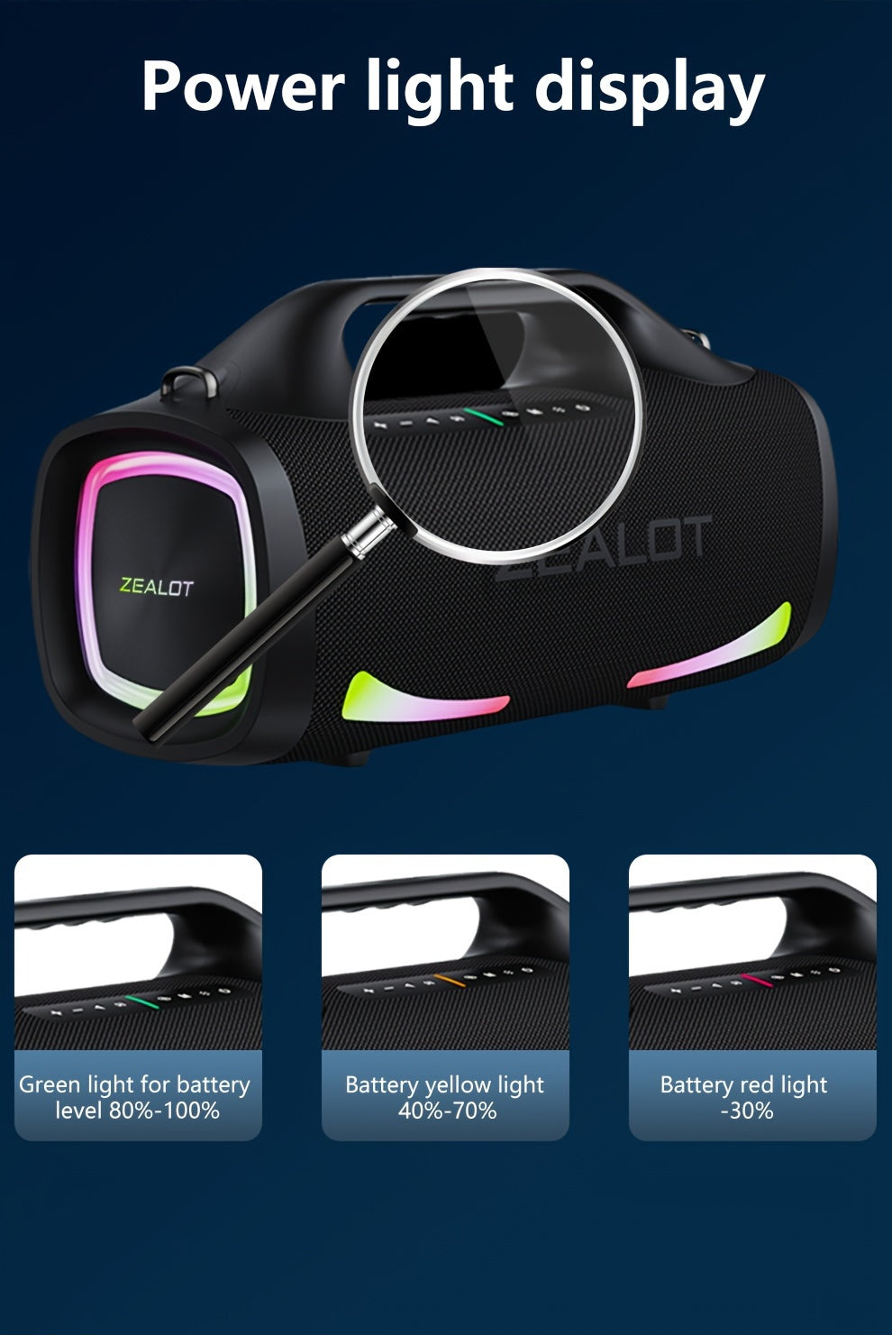 Zealot S79 Wireless speaker, Hifi Sound quality, High Quality, Dual Pairing, Fast ChargingLong Battery Life, 36 Hours Playtime Loud Stereo, Booming Bass. PartyBox. forparty