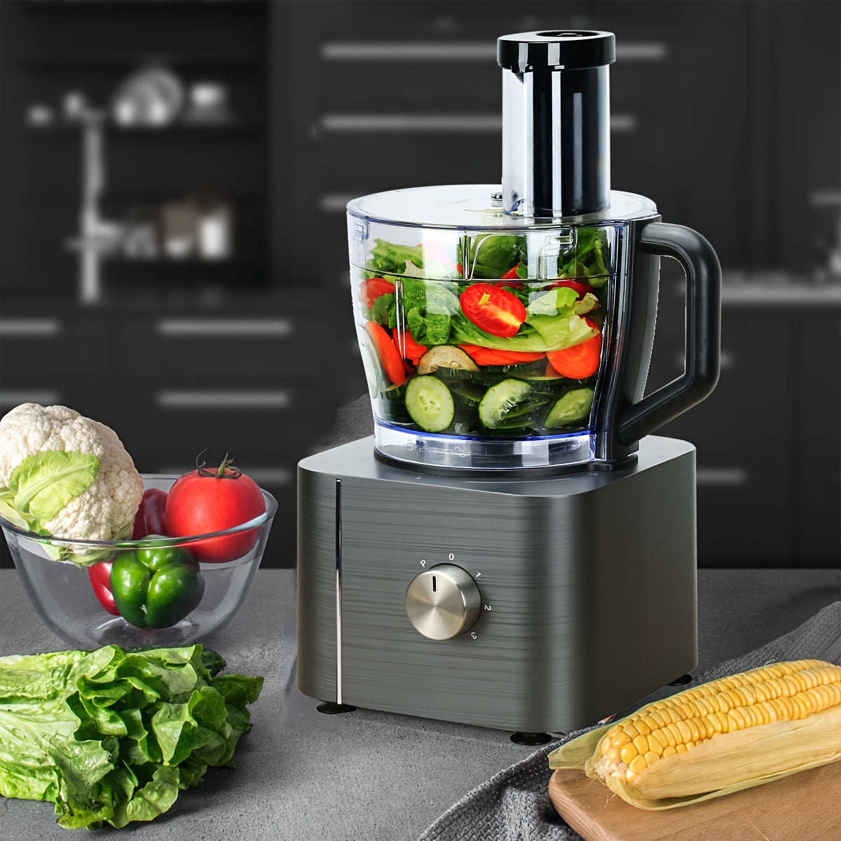 Food Processor 11-in-1 with Chopping Blending Kneading Grinding Whisking Juicing, 1100W, 3 Speeds Plus Pulse, 3.2 L Bowl and 1.5L Jug Blender