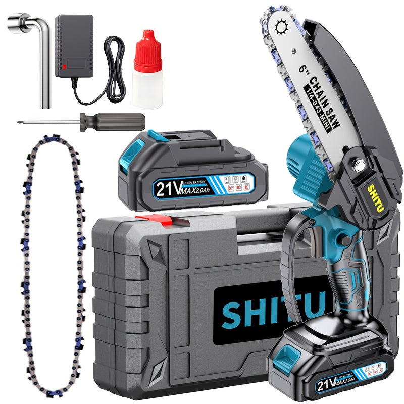 2025 new mini chainsaw wireless, lightweight and portable handheld electric tree cutting machine, equipped with splash guard, safety lock, rechargeable battery and safe trimming, can quickly cut tree branches, yards, homes an