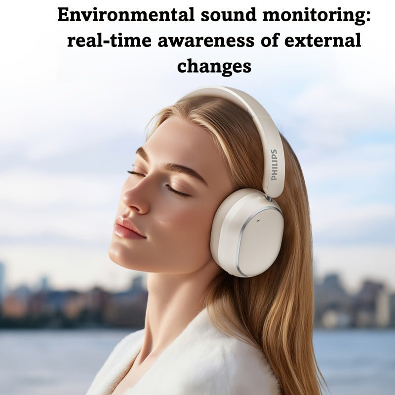 Philips Wireless Bluetooth Headphones, Over-Ear Wireless Headphones, ANC Hybrid Active Noise Cancelling Headphones, HiFi Surround Sound Over-Ear Wireless Headphones, for iPhone and Android, 80 Hours of Playtime, with Five ENC