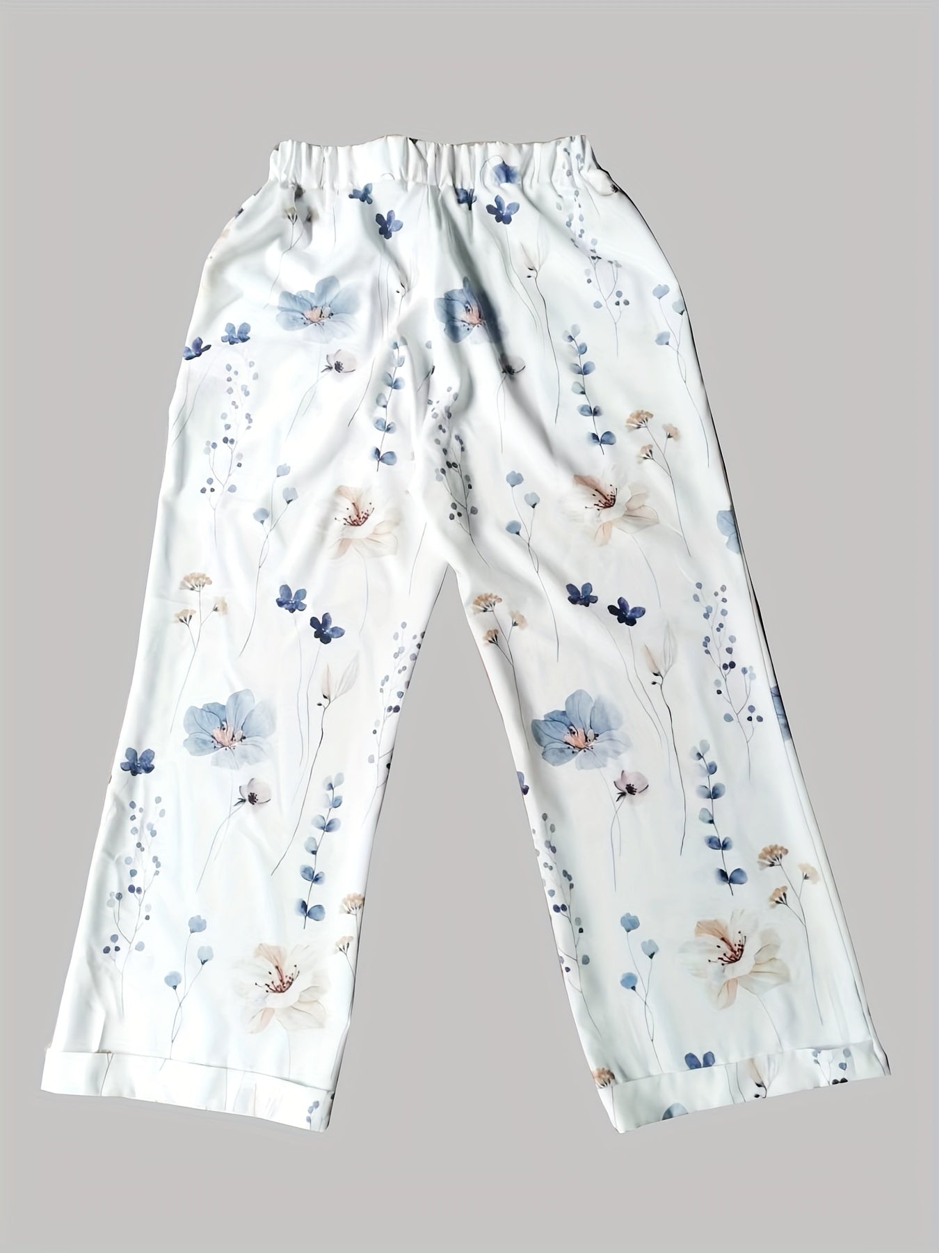 Floral Print Drawstring Straight Leg Pants, Casual Dual Pockets Pants For All Season, Women's Clothing
