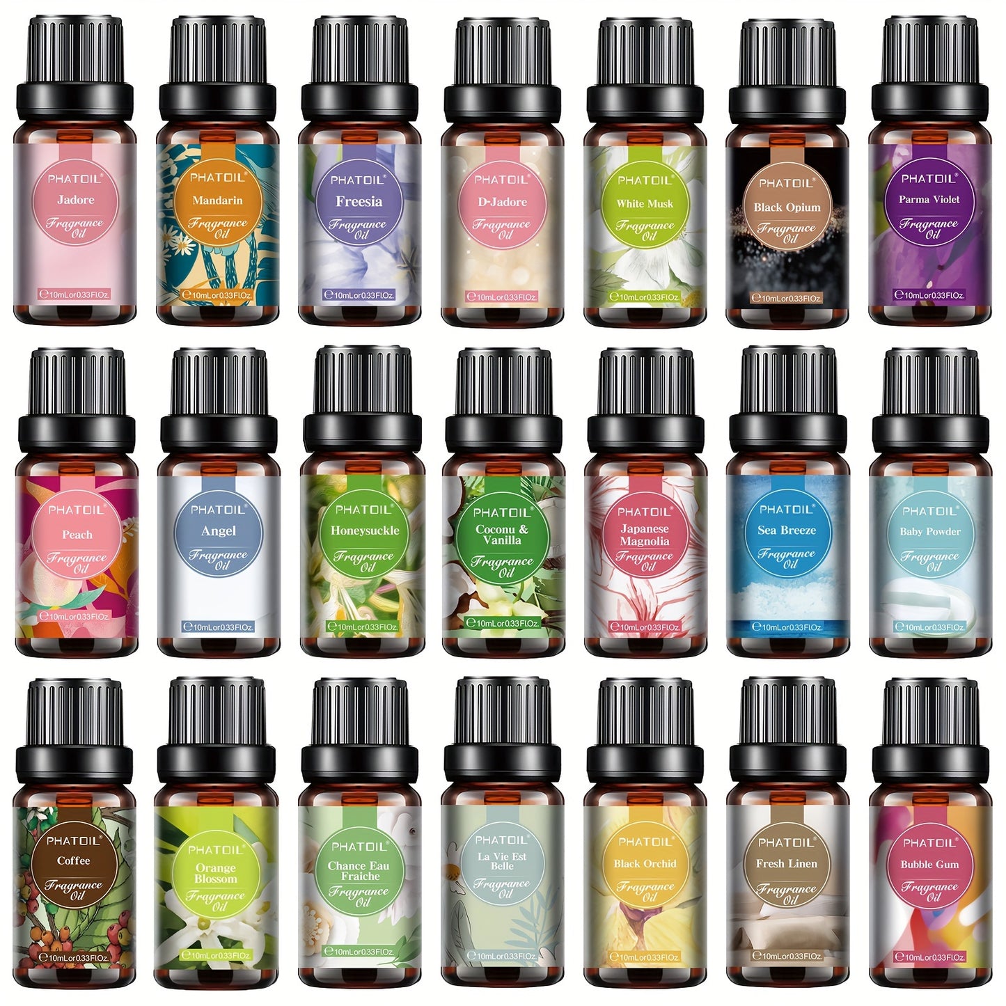 1pc Fragrance Oils 10ml/0.33 Fl.Oz For Diffusers, Coconut & Vanilla, Fresh Linen, White Musk, Sea Breeze, Black Orchid, Orange Blossom, Bubble Gum, Honeysuckle, Coffee, Parma Violet