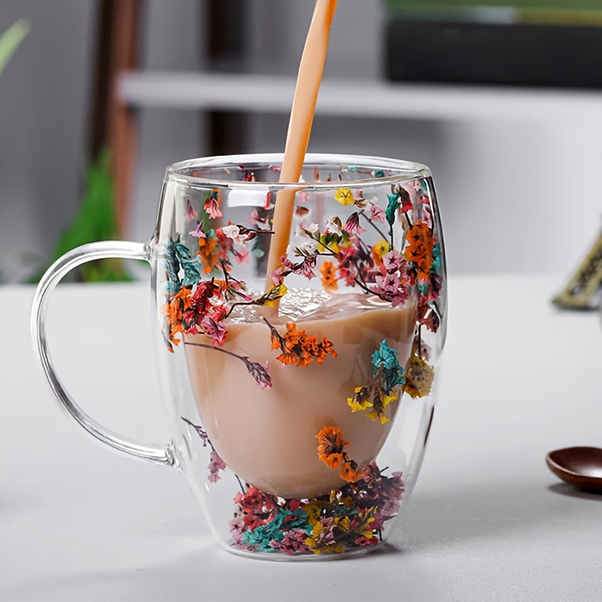 350ml, Double-layer Glass Coffee Mug, Clear Water Cup For Cappuccino Tea Espresso Latte, Hot Beverages Glasses, Birthday Gift For Women Her