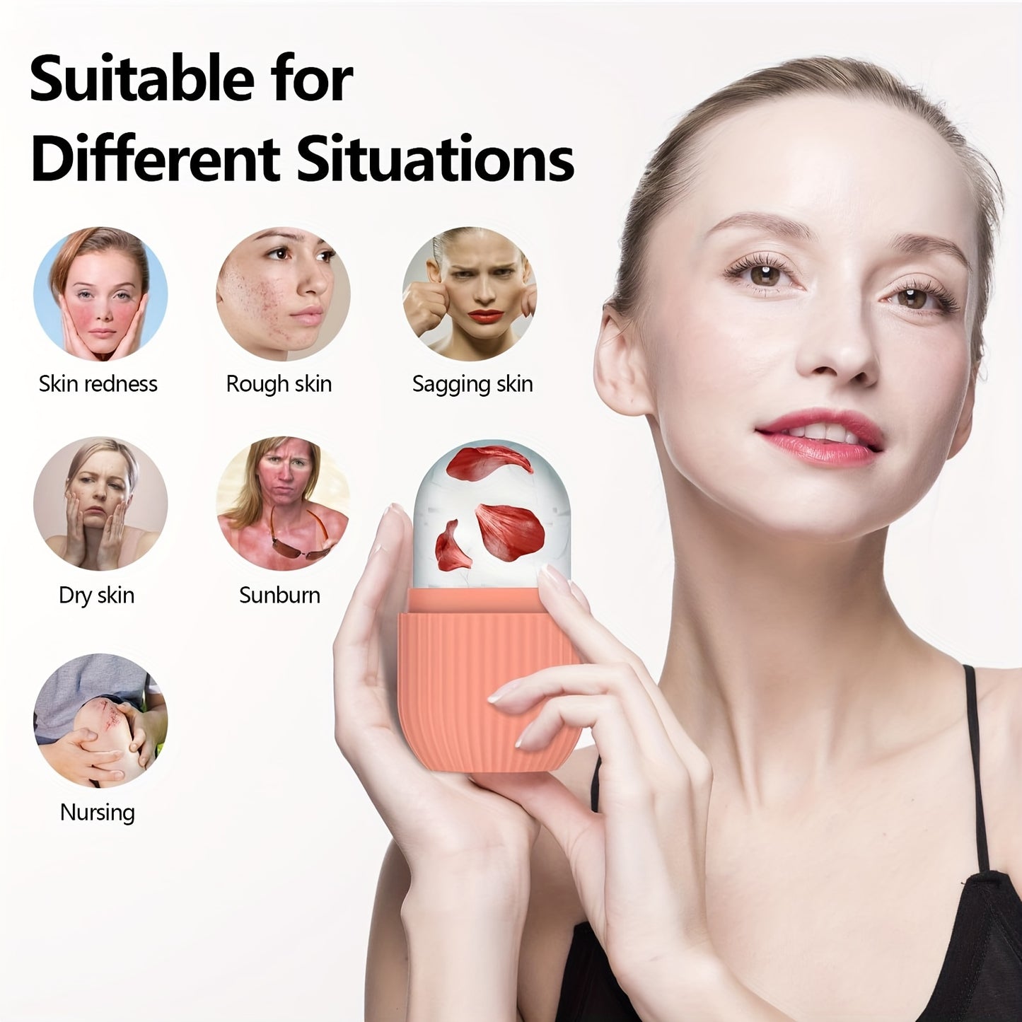 1pc Silicone Ice Roller for Face - Fragrance-Free, Battery-Free Facial Care Tool & Accessory