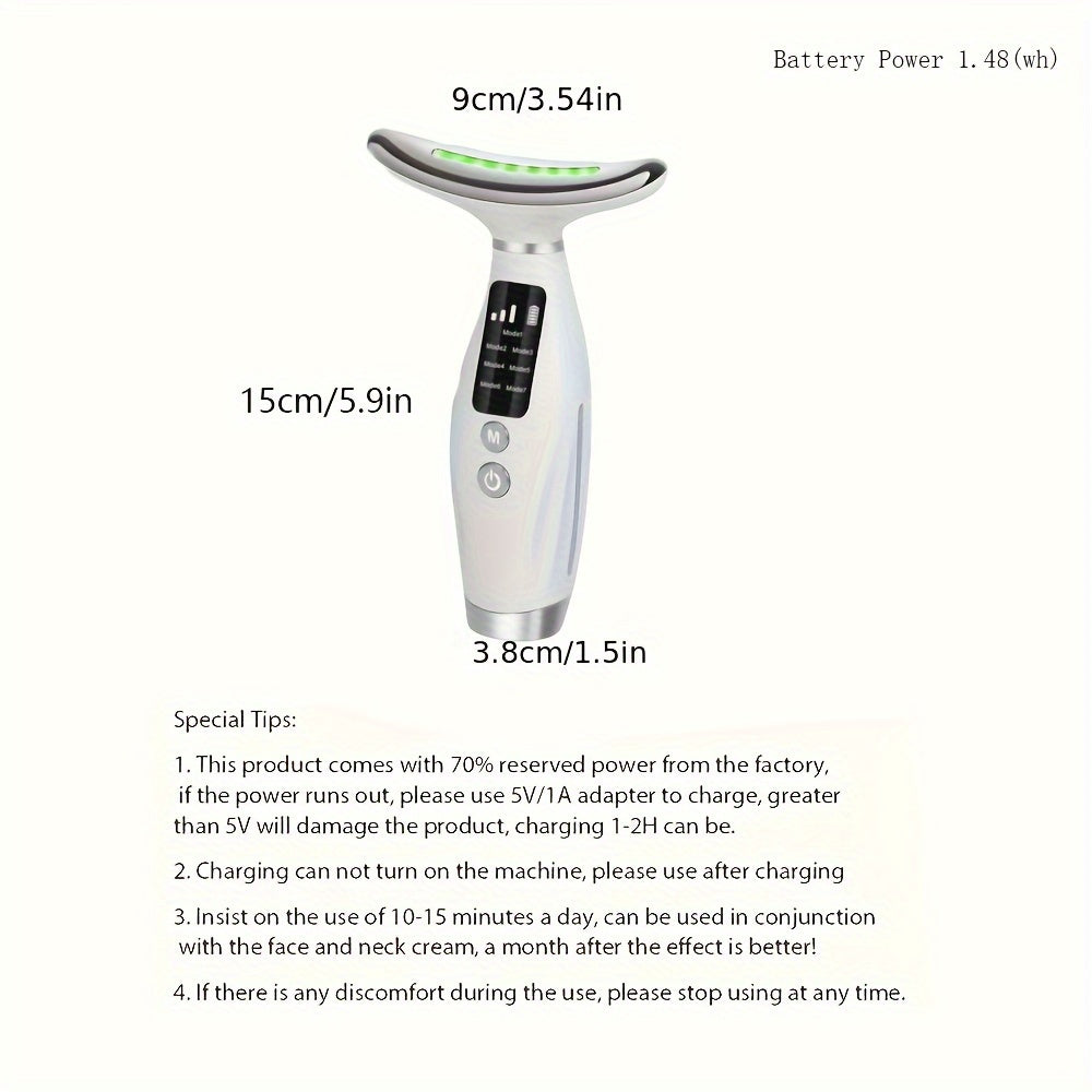 Radiant Rejuvenation 7-Color LED & Heated Facial Massager - USB Rechargeable, Fragrance-Free Skin Care Tool for Women - Perfect Mother's Day Gift