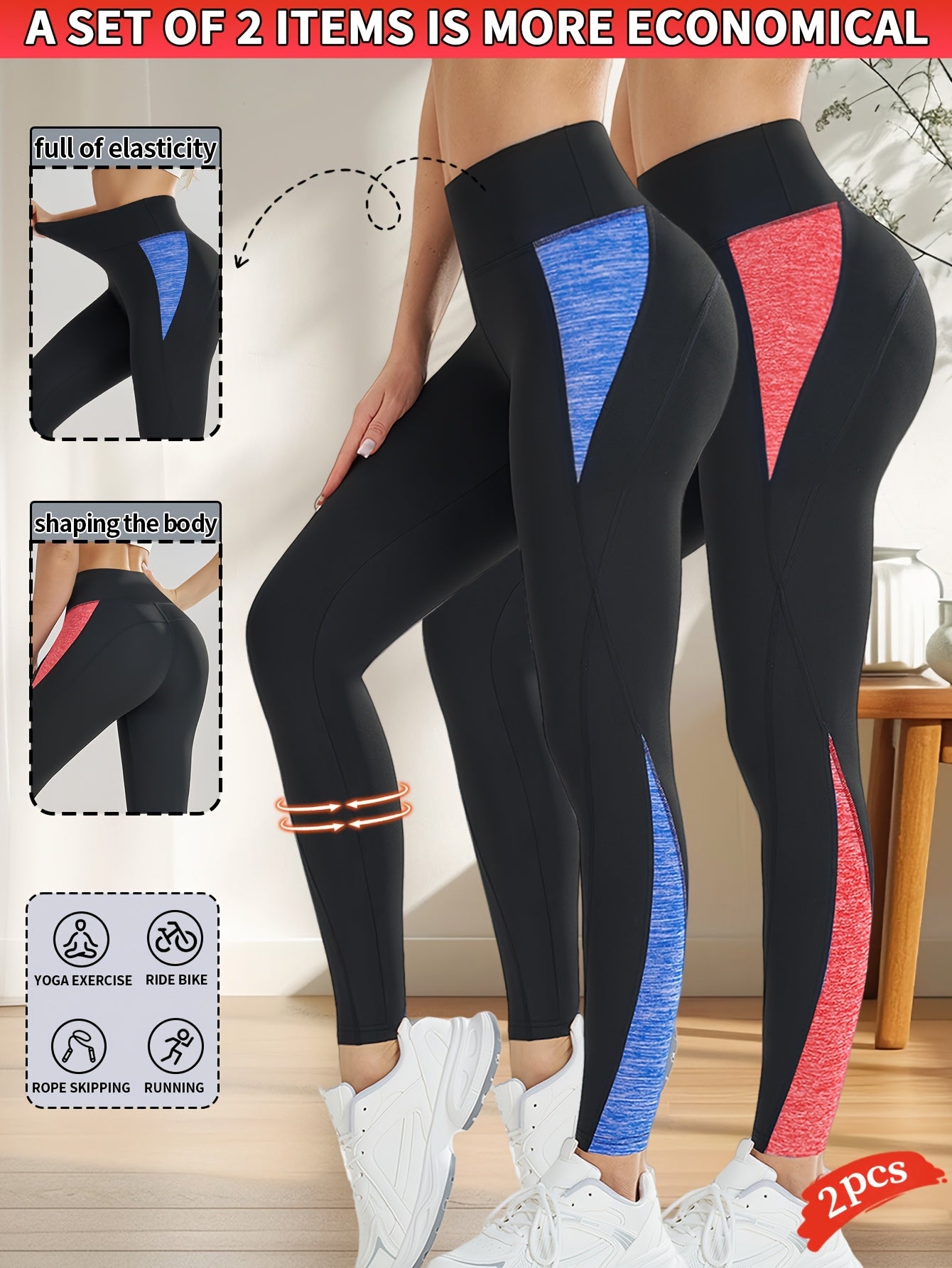 Hot: 2pcs New Women's Fashion Yoga Pants, Elastic Fitness Outdoor Leggings, Tummy Control Butt Lifting Tight Pants, Comfortable Breathable Sweat-Absorbing Shaping Long Pants