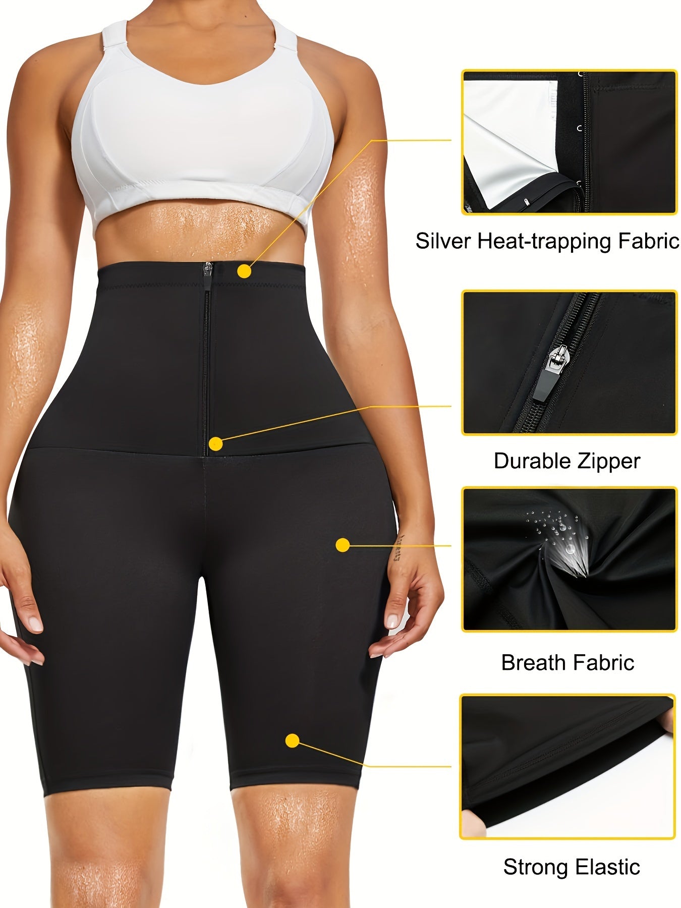GOTOLY Sauna Suit Sweat Pants For Women Weight Loss Compression Shorts Slimming High Waist Trainer Leggings
