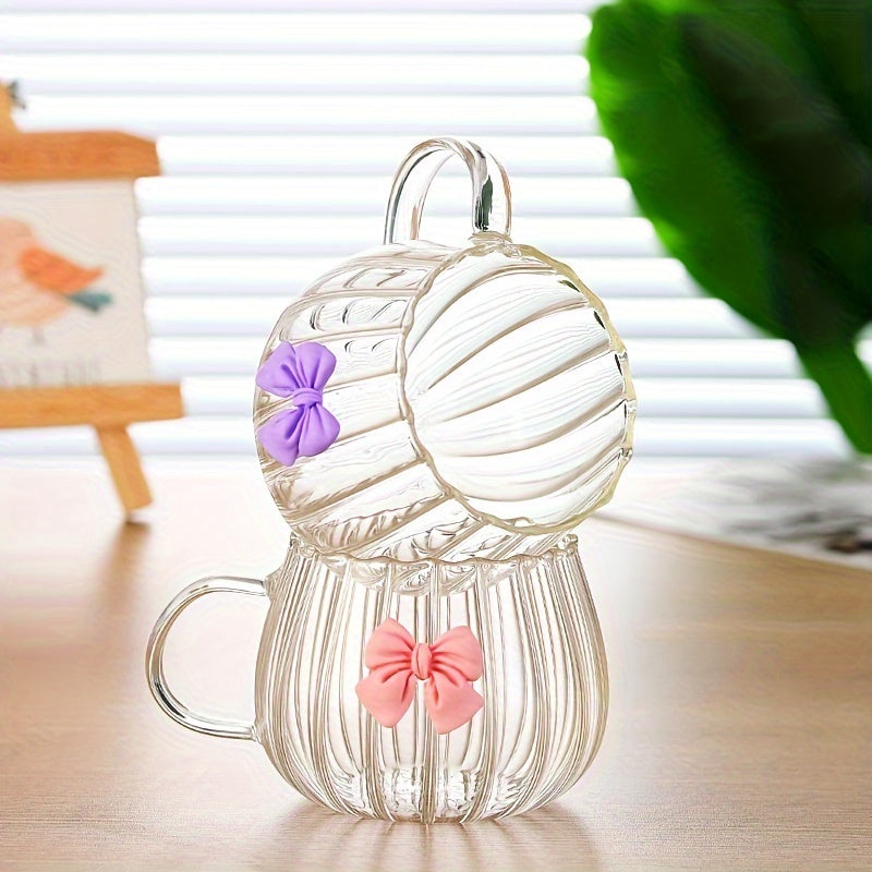 1pc Butterfly Pattern High Borosilicate Glass Coffee Cup, Heat-Resistant Vertical Ribbed Tea & Milk Mug, Durable Glass Drinkware, with No Assembly Required for Tea & Coffee