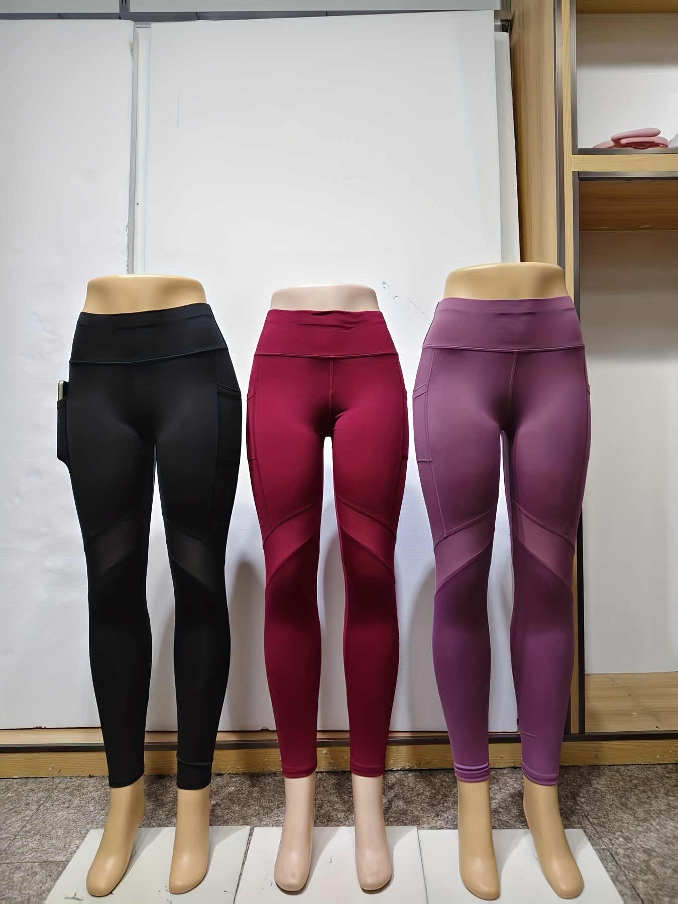 3-Pack Women'S High Waist Capri Yoga Pants, Moisture-Wicking Sports Leggings with Pockets, Breathable Polyester Knit Athletic Tights for Outdoor Fitness, Solid Color, 3/4 Length