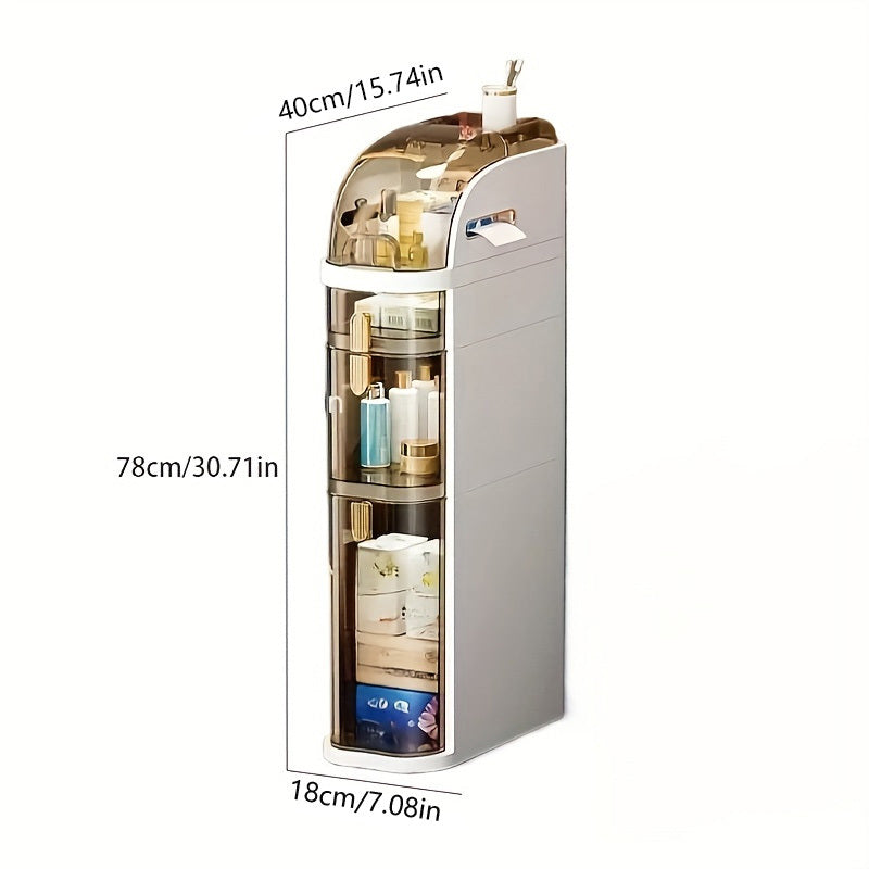 4-Tier Ultra-Thin Bathroom Storage Cabinet, Narrow Space Mobile Organizer with Wheels for Small Kitchens and Living Rooms