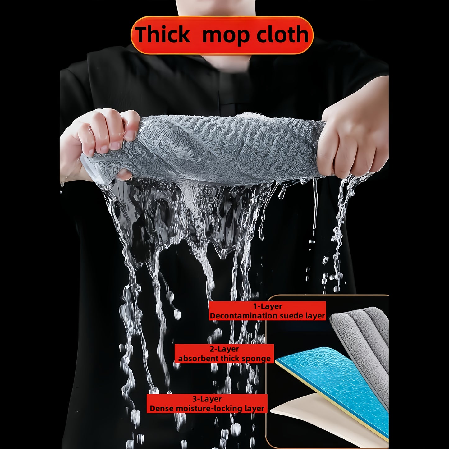 Mop And Bucket Set, Upgraded Slim Gap Storage 2-in-1 Hands-Free Mop Bucket Set, Integrated Scrubbing and Washing Design for Wooden Floors and Tiles, Space-Saving Portable Home Cleaning Tool, Comes with 2 Washable and Reusable