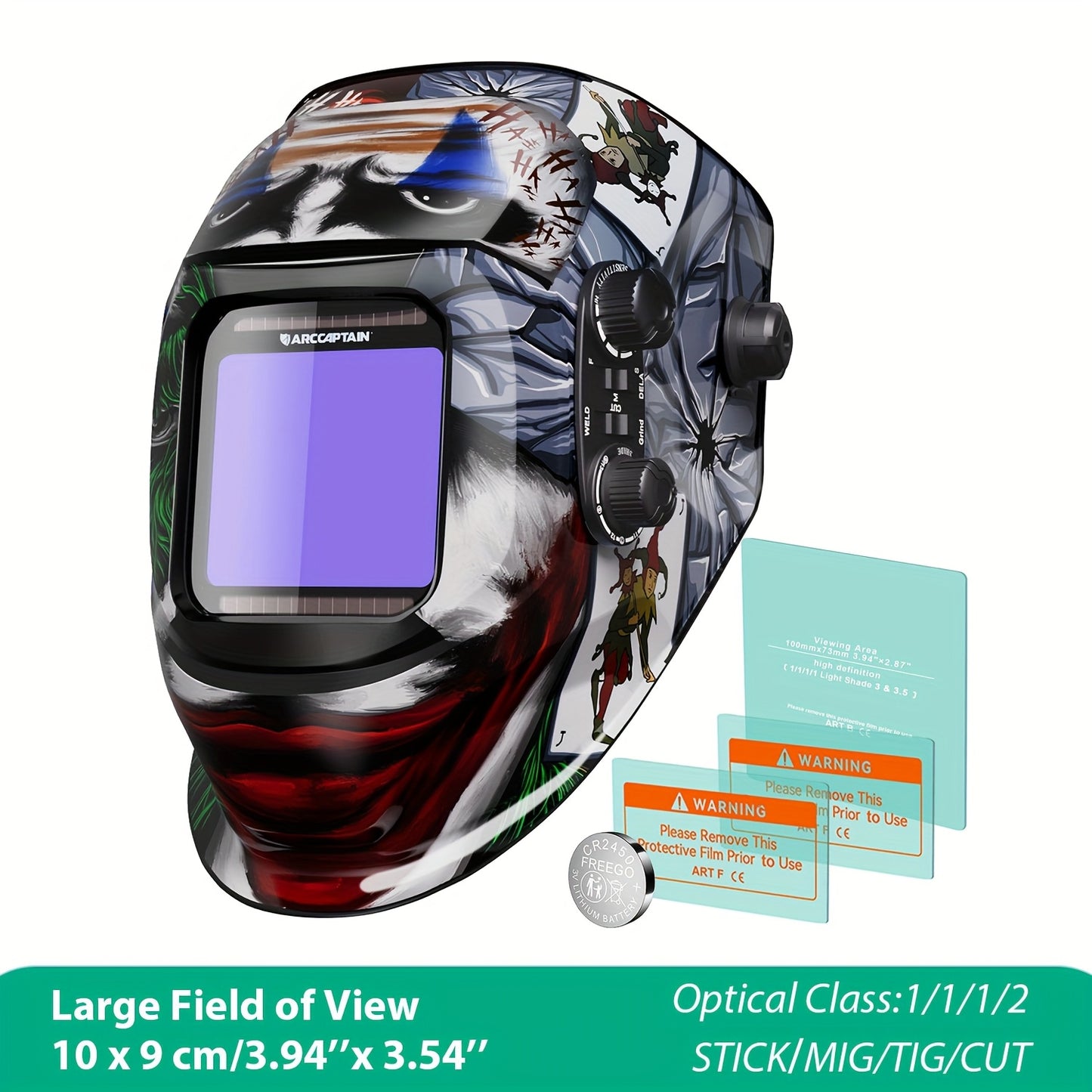 Máscara de soldadura com ecrã de visualização ampla, ARCCAPTAIN, com escurecimento automático True Color.