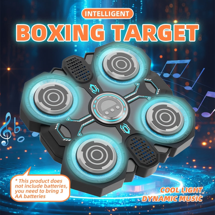 Interactive Boxing Exercise Toy with 4 Targets, Upgraded Edition with Cool LED Lights & Dynamic Music, Includes Punching Gloves, Adjustable Speed, Wall-Mountable, Ideal for Indoor Workout & Family Fun, Battery Operated (AA No