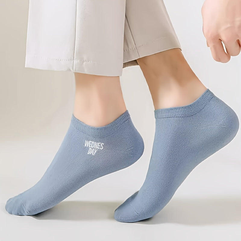 7 Pairs Of Men's Anti Odor & Sweat Absorption Trendy Simple Low Cut Socks, Comfy & Breathable Thin Socks, For Daily & Outdoor Wearing, Spring And Summer