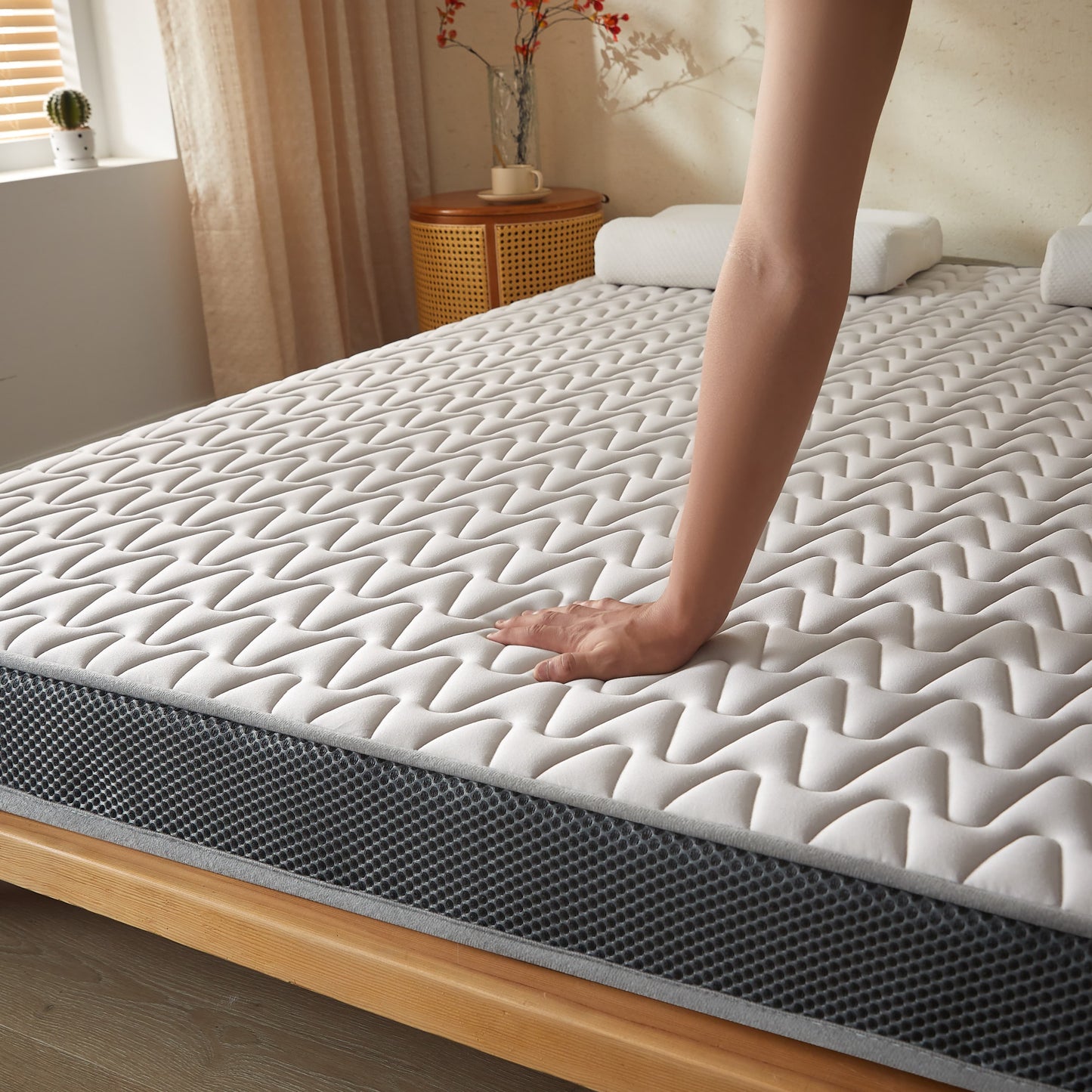 1pc 5cm Memory Foam Mattress Topper - High-Density Support, Slow Rebound Pressure Relief, Ultra-Soft Quilted Surface & Breathable Mesh Design, Foldable Portable Bed Pad, All-Season Comfortable Bedding for Bedroom, Dorm & Gues