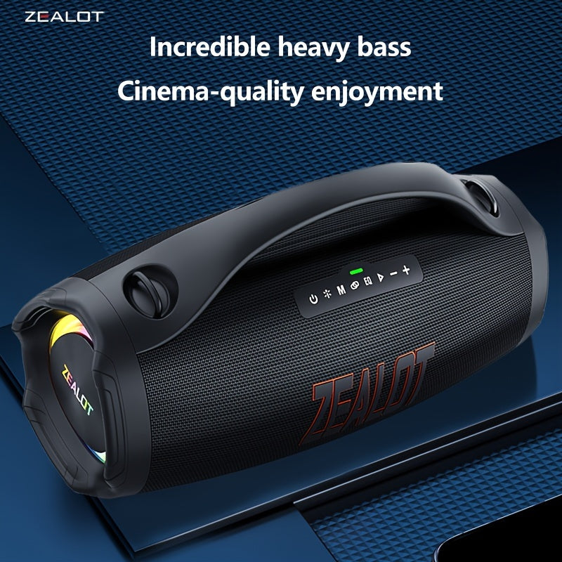 Zealot S98 Portable Wireless Speaker - 160W High-Power, 60H Playtime, IPX5, Fast Charging, Dual Pairing, Shocking Subwoofer, 36000mAh Battery, DSP Technology, Black with Red Accents