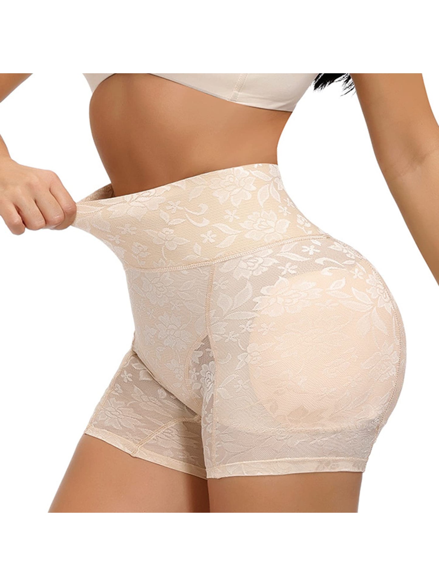 Women's High- Leg-Shaping Tights with Detachable Padding & Lift Design - Double-Layered Anti-Slip Leg Opening, Breathable Sheer Panel & Ruffled Leg - Post-Surgery/Non-Surgery Use, Tummy Control Body Shaping Panties - Machine