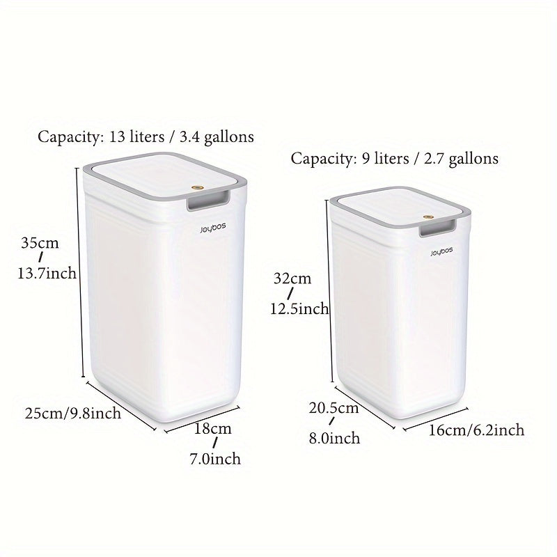 Joybos 2pcs White Narrow Slit Plastic Trash Can with Lid, Large Capacity, Simple Design Bathroom Waste Bin, Easy to Use Home Essential Garbage Basket