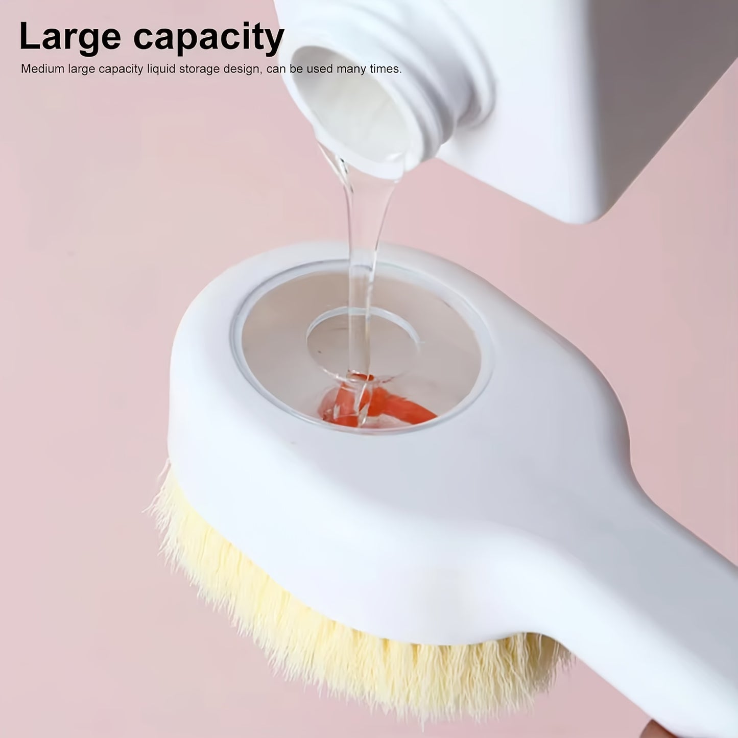 1pc Liquid-Filled Hair Bath Brush with Back Massager - Long Handle Shower Brush, Quick-Foaming Bath Brush for Scalp Massage & Body Back Rub, Pastel Colors (Mint Green/Orange/), No Electricity Needed - Ideal for Home & Spa Use