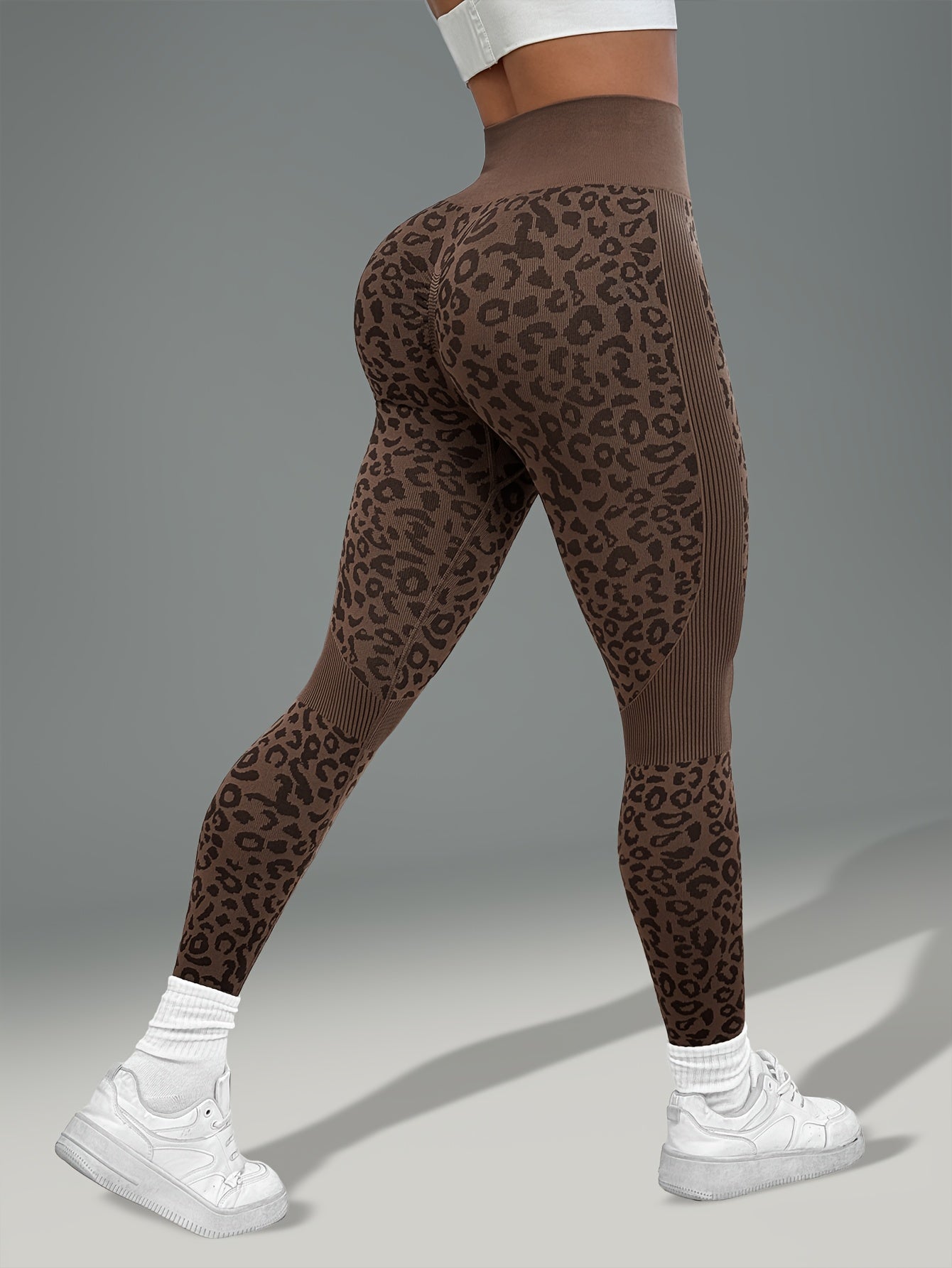 Women'S Leopard Print Yoga Pants - Non-Slip Workout Leggings with Elastic Waistband, Stretchy & Breathable Gym Pants for Yoga, Running, Casual Attire - All-Season Fitness Leggings in Pink & Leopard Print - Non-Slip Grip Activ