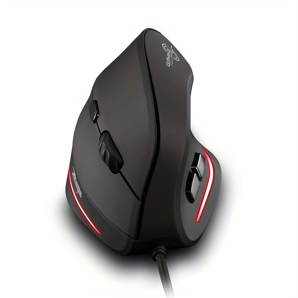 Wired Vertical Ergonomic Mouse Featuring 4 Adjustable DPI Settings, Reaching Up to 3200 DPI, Equipped with 6 Buttons And LED Optical Technology, Suitable for Desktops, Macs, Pcs, Laptops, And Gaming, Model ZELOTES T-20.