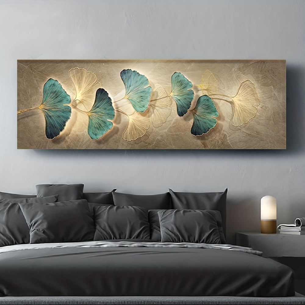 1pc HD Printed Ginkgo Biloba Leaves Canvas Decorative Painting, Light Luxury Art Print Picture, Texture Wall Art Painting For Living Room Bedroom Dining Room Restaurant Office Hotel Homestay & Home, Artwork, Home Decor, No Fr