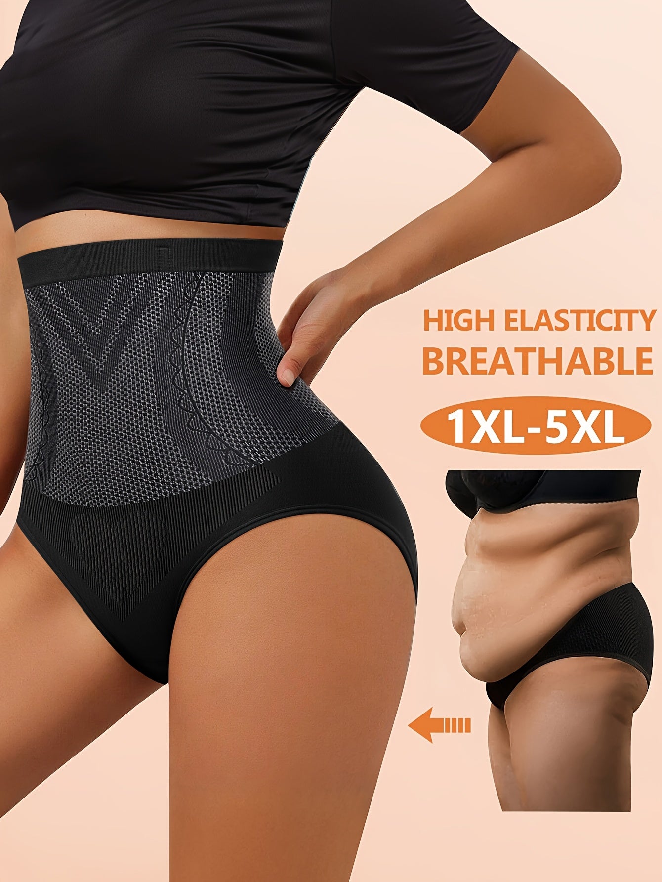 MIOTAN Women'S Plus Size High-Waist Shaping Panties - Breathable Mesh, High Elasticity, 1XL-5XL, Nylon, Butt Lifting & Tummy Control, & Casual Wear, High Waisted Panties, Tummy Control Underwear, Mesh Fabric Underwear, Comfor