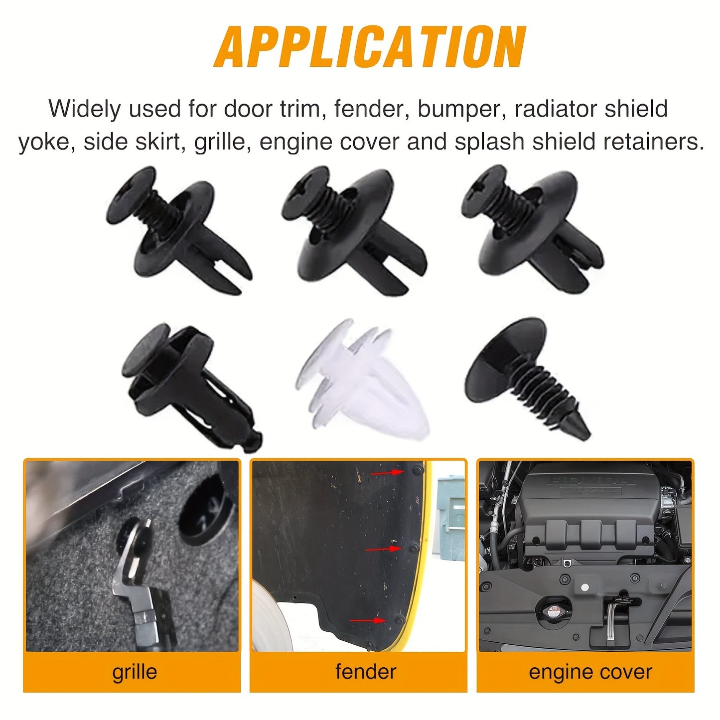 105pcs/Set Car Retainer Clips Kit With Fastener Removers, Universal Car Bumper Clips And Fasteners Plastic Rivets, 6 Popular Sizes Of Car Body Fixed Clip Bumpers And Replacement Parts Of Car Fenders, Applicable To Most Models