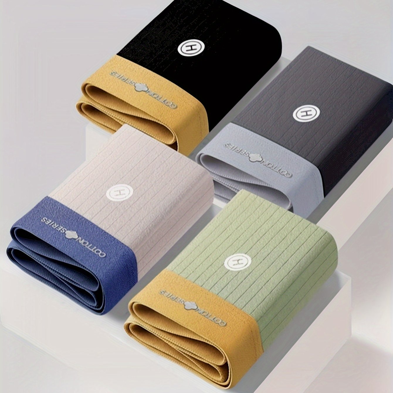 Conjunto de 4 cuecas boxer para homem em algodão respirável, macio, confortável e agradável à pele, perfeitas para o uso diário.