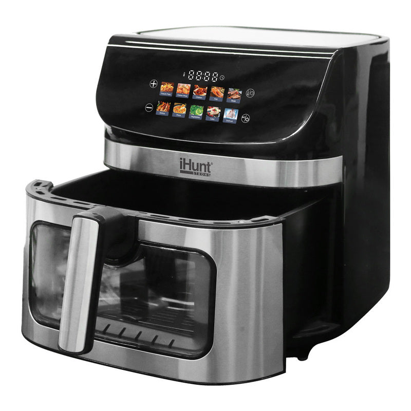 iHunt Bro Air Fryer II Ultra 9L, 2200W, Dual Heating Top-Bottom 360 Degrees, Color Touch Display, 10 Automatic Programs, Adjustable Temperature, Timer, Stainless Steel, Silver