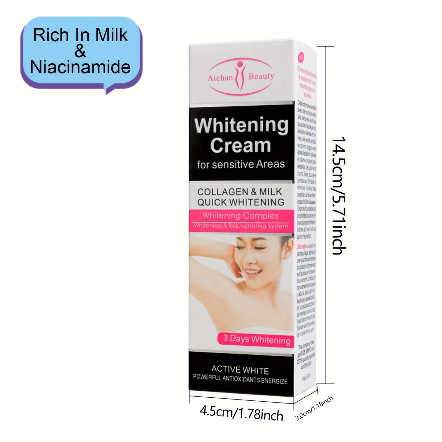 1pc Snow Bleach Cream, Skin Illuminating Cream, Radiance Cream For Intimate Area, Underarm, Knees, Elbows, Inner Thigh, Bikini Line, Armpit Parts, Body Dark Area Skin