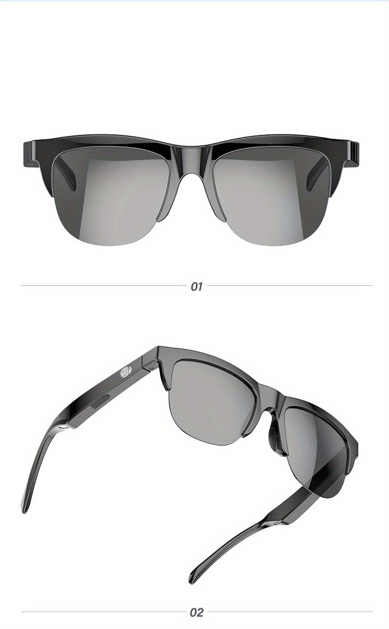 Smart Wireless 5.0 Sunglasses Multifunctional Glasses Wireless Call Play Music Outdoor Sports Headphones Rechargeable HIFI Sound Quality HD Lens Headphones Black Technology Unisex Touch Long Battery Life Anti-UV Lens