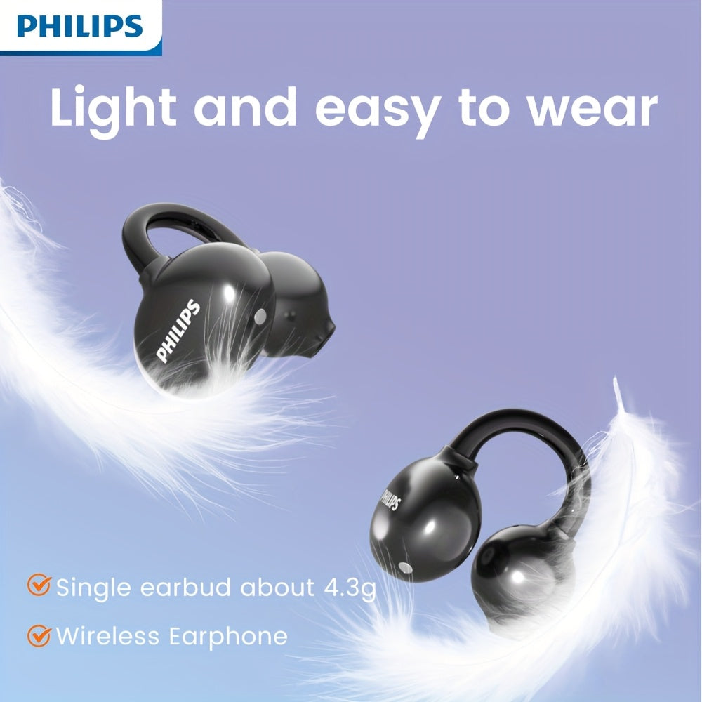 New Philips BT5.4 Earphones Wireless Sport Headphone Earbuds Touch Controlg Earclip Air Conduction Open Ear HiFi Sound 18 Hours Battery Life-TAT3469