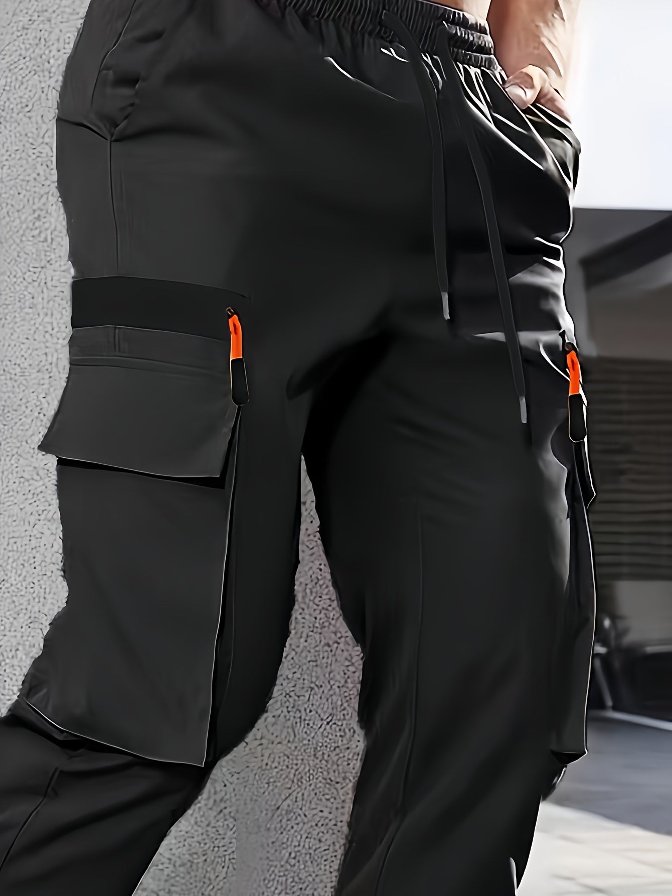 Men's Heavy-Duty Work Pants - Loose-Fit Cargo Trousers with Multiple Utility Pockets, Elastic Waistband, Non-Stretch Fabric for Construction, Outdoor, Everyday Casual - Black Pants (Machine Washable), Outdoor Activities, Func