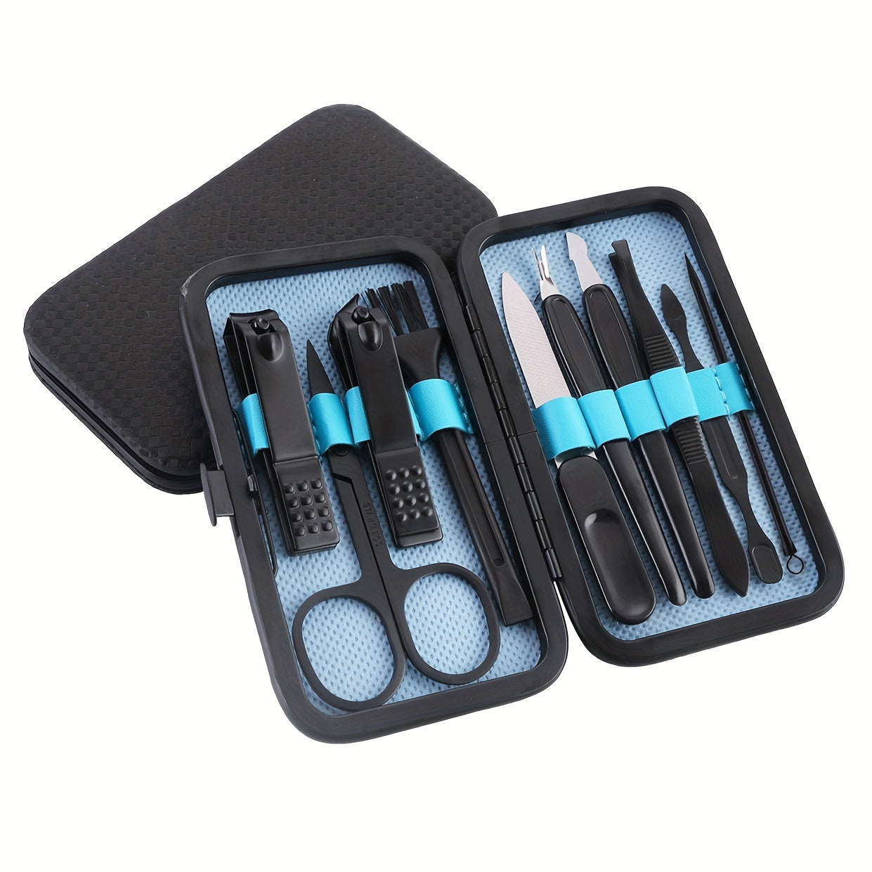 Manicure Set Nail Clipper Set Built-in Nail File Men's And Women's Personal Care Portable Travel Household 7-Piece Set Black Nail Scissors Grooming Tools Kit