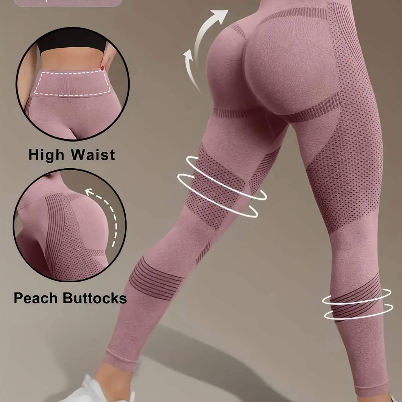 Women's High-Waisted Yoga Pants - 4-Way Stretch Quick-Dry Workout Leggings with Seamless Butt-Lifting Design, Sweet Wicking & Tummy Control for Running, Training, Gym - All-Season Machine Washable