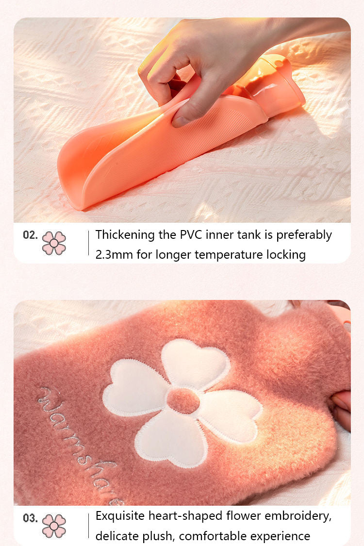 1pc Hot Water Bag With Soft Cover, 17.63oz/35.27oz, Hot Water Bottle For Bed, Shoulder Pain And Hand Feet Warmer, Menstrual Cramps