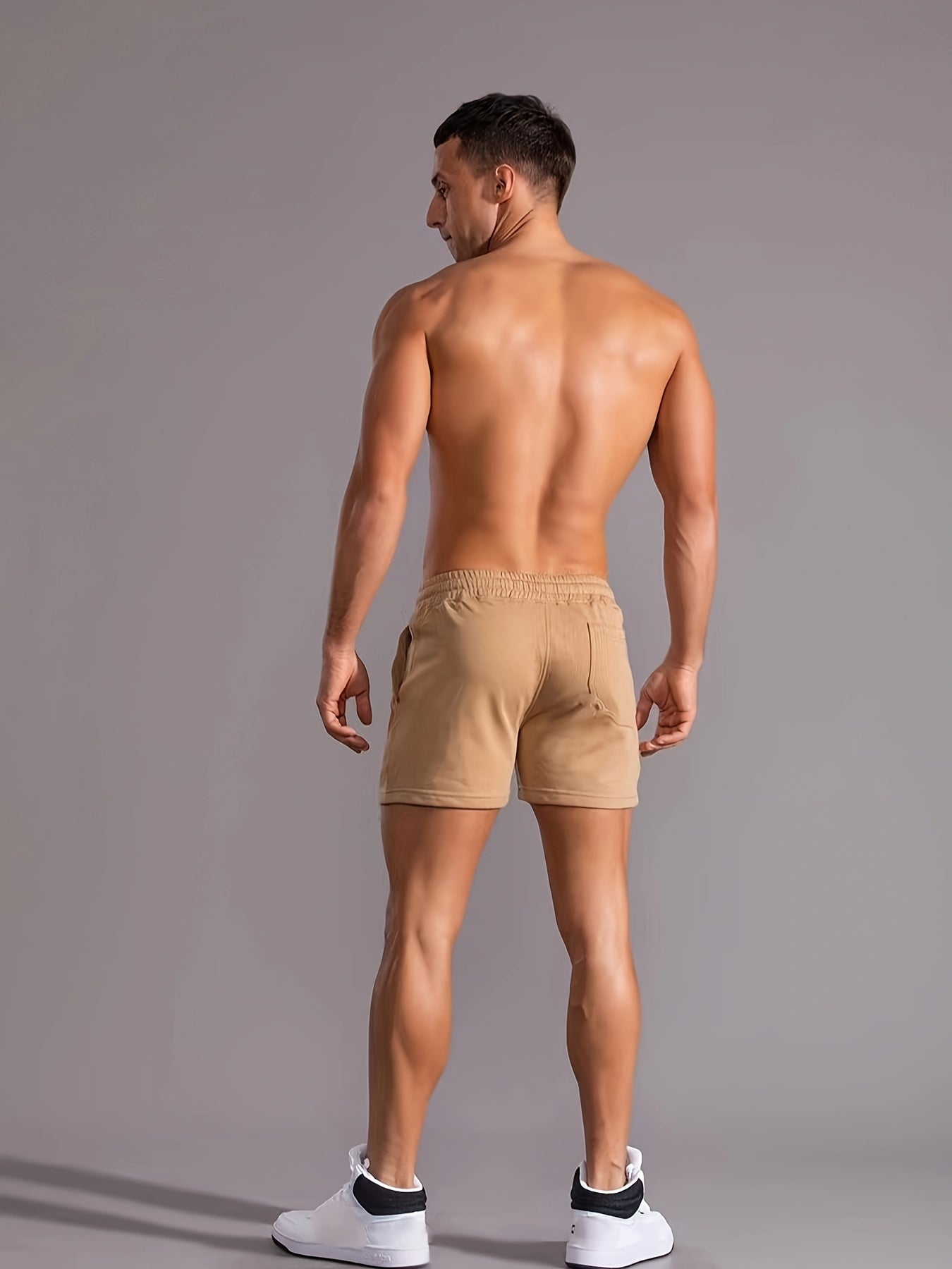 Slim Fit Comfy Active Shorts, Men's Casual Slant Pocket Stretch Waist Drawstring Shorts For Summer Basketball Running