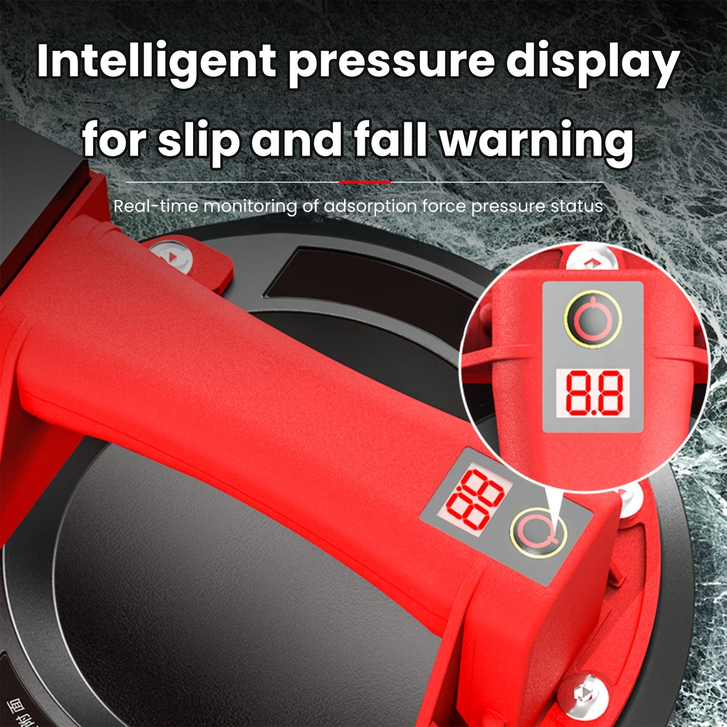 2pcs Set Of 20.32 cm Vacuum Suction Cups 200kg Load Capacity Heavy Duty Vacuum Picker with Double Layer High Quality Rubber Large Diameter Suction Cup Smart Pressure Display for Handling And Installation Can Be Used to Move G