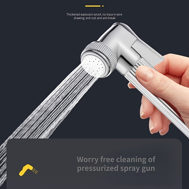 Versatile Wall-Mounted Spray Gun Set with Dual Stainless Steel Valves - Ideal for Bathroom, Pet Showers & More, Chrome Finish, Easy Installation, Fits G1/2 Hoses, Floor Cleaning Tool|Sleek Bathroom Fixture|Durable Alloy Const