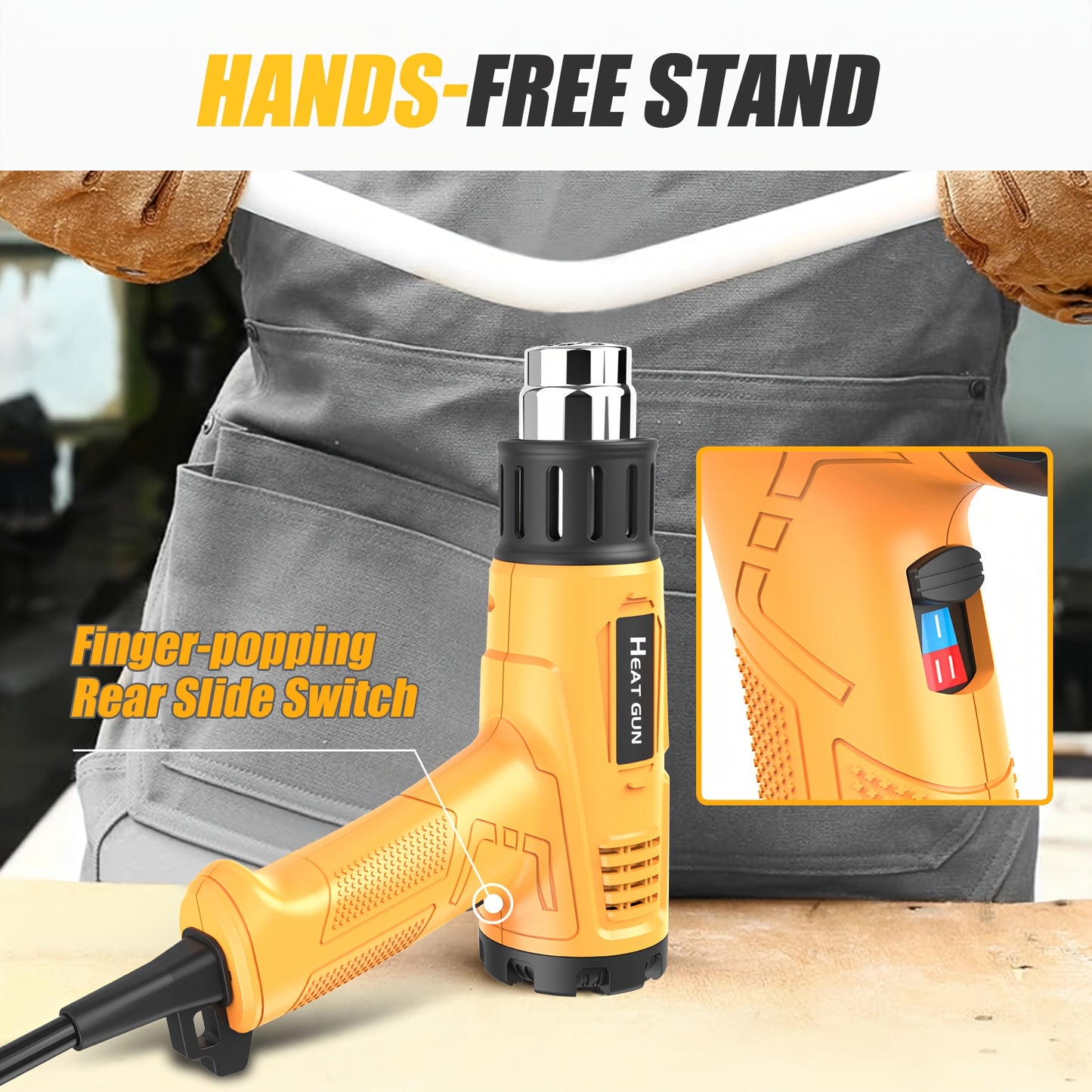 2000W Professional Electric Heat Gun with Adjustable Temperature Control, 1.5S Fast Heating, 122°F-1202°F Range, Ideal for Welding & Soldering, Automotive & Construction Use, European Standard Plug, 220-240V, Soldering Heat