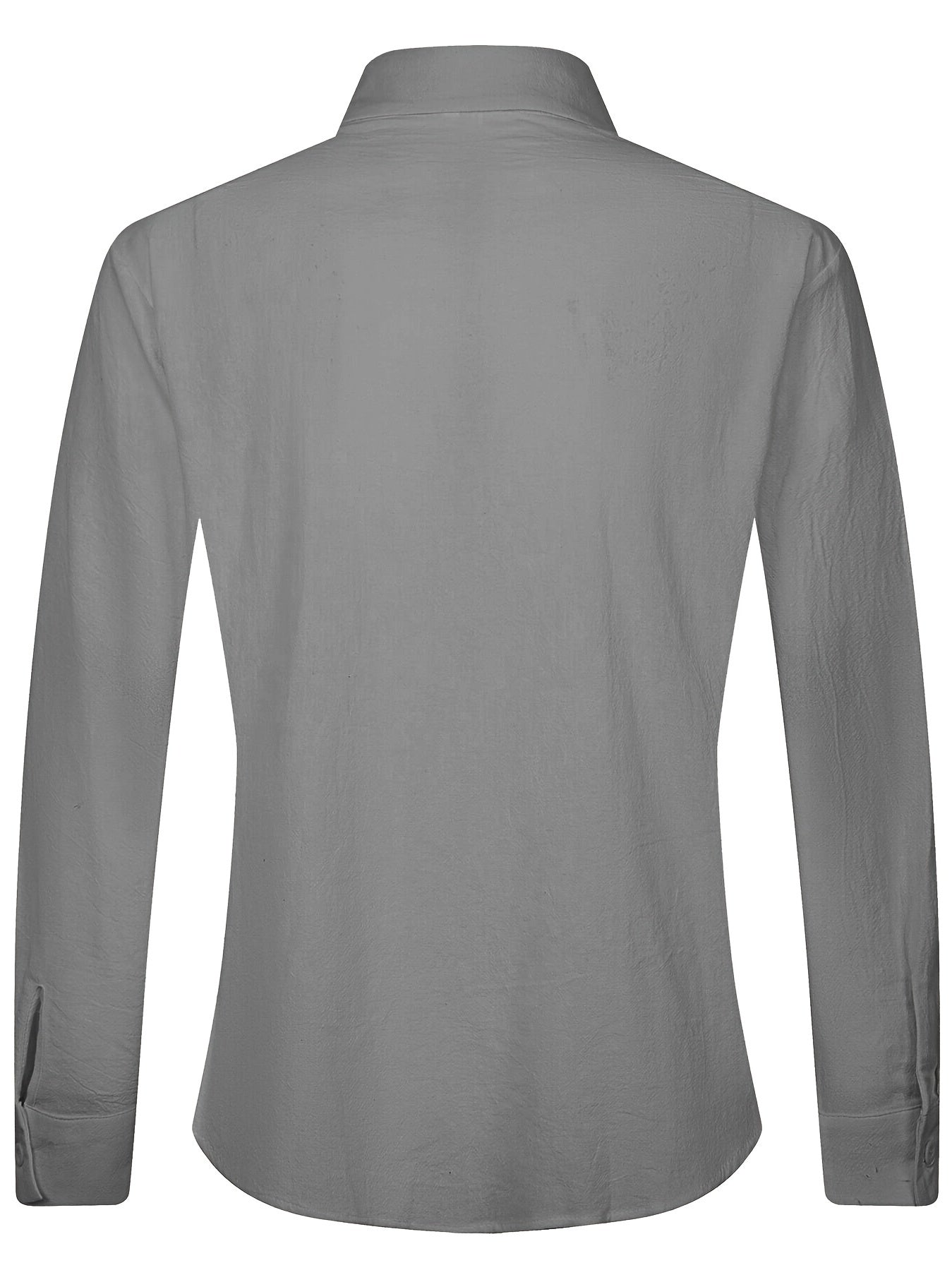 Solid Color Men's Cotton Long Sleeve Button Up Shirt, Men's Spring Fall Lapel Top